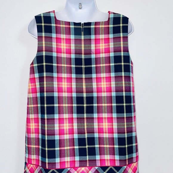 Talbots Girls Dress Size 7 Pink Blue Plaid Sleeveless Jumper Pinafore - Picture 7 of 10